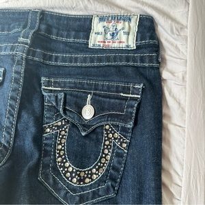 True religion jeans size 27 bedazzle pocket logo lightly worn